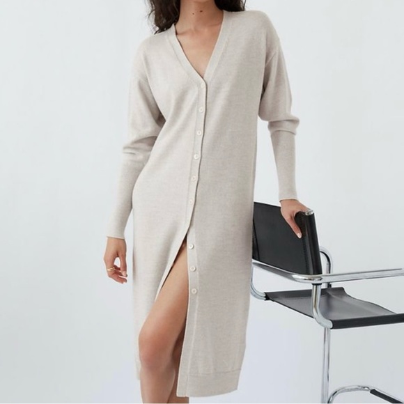 Wilfred Dresses & Skirts - Wilfred Aritzia Merino Wool Grey Utopia Knit Button Front Dress Small
